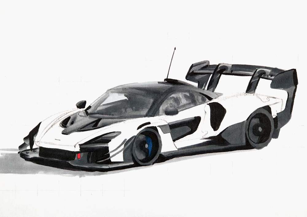 How to Draw a McLaren Senna GTR - McLaren Senna Drawing Tutorial